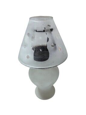 Vintage Frosted Glass Snowman Candle Holder Removable Shade St Thomas Glassmaker